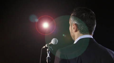 Speaker with flash lights and stage lights Stock Footage 33465001