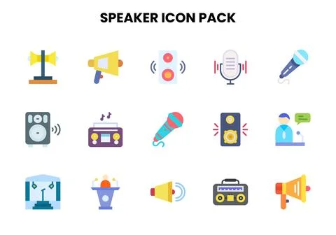 Speaker Flat Icons Pack Stock Illustration