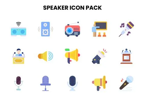Speaker Flat Scalable Icons Pack Stock Illustration