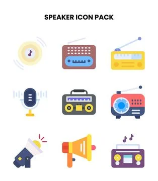 Speaker Flat SVG Icons Pack Stock Illustration