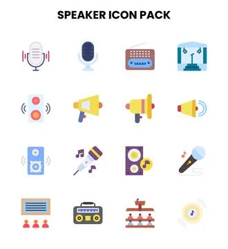 Speaker Flat Vector Icons Pack Stock Illustration