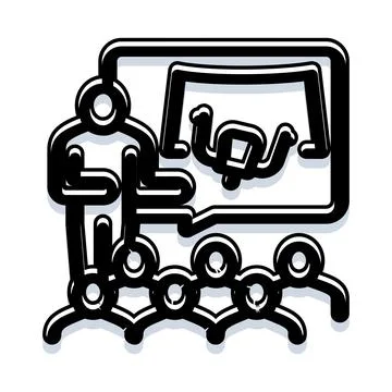 Speaker giving presentation to attentive audience icon Stock Illustration