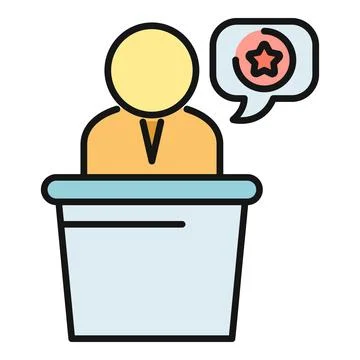Speaker giving public presentation with star ratings feedback concept イラスト素材