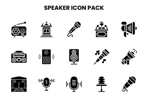 Speaker Glyph Bundle Icons Pack イラスト素材