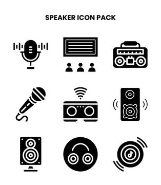 Speaker Glyph Bundle Icons Pack Stock Illustration