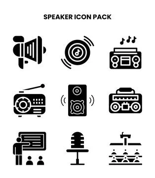Speaker Glyph Graphics Icons Pack Stock Illustration