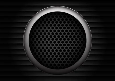 Speaker gray circle mesh on shutters dark design background texture vector. Stock Illustration