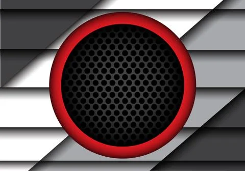 Speaker gray red circle mesh design modern background texture vector. Stock Illustration