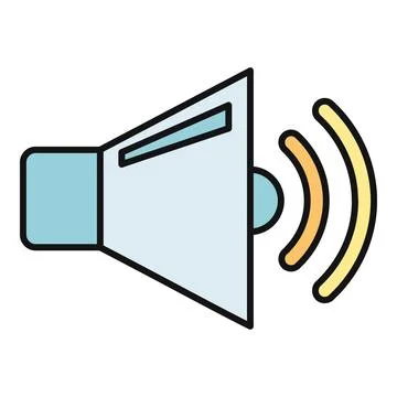 Speaker icon broadcasting sound waves vector illustration Ilustración de archivo