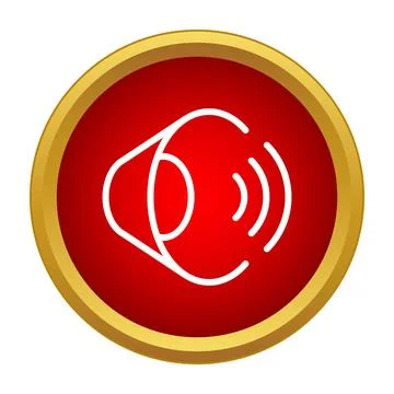 Speaker icon broadcasting sound waves in circular button Stock Illustration