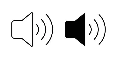 Speaker icon collection in black, Line icons, flat symbols Stock Illustration