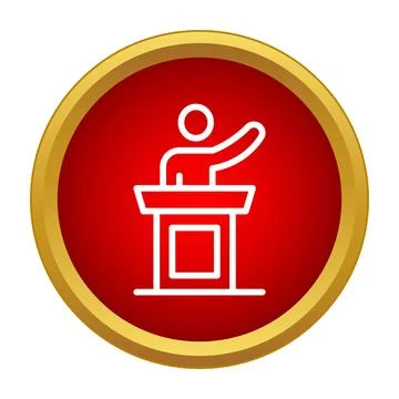 Speaker icon delivering an important speech from a podium Stock Illustration