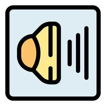 Speaker icon emitting sound waves inside a square frame 库存插图