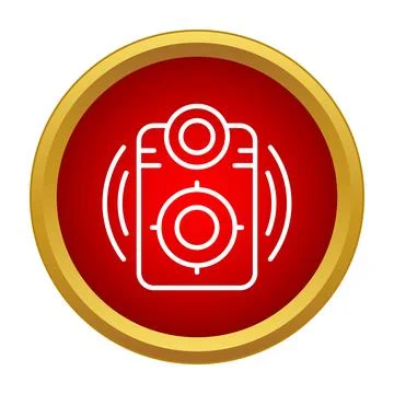 Speaker icon emitting sound waves on red circle Stock Illustration