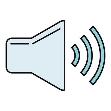 Speaker icon emitting sound waves showing volume Stock Illustration
