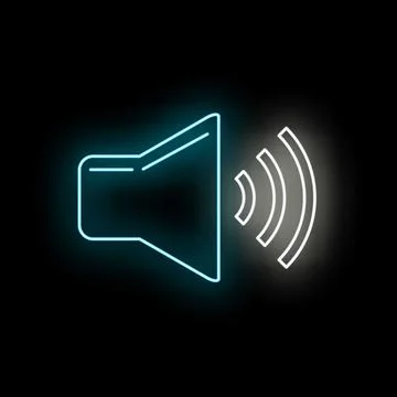 Speaker icon emitting sound waves in neon glow Stock Illustration