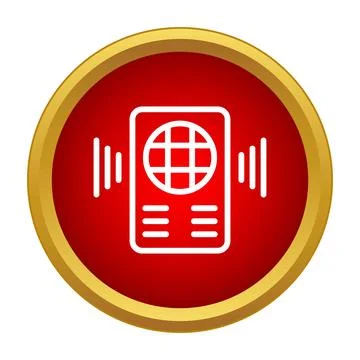 Speaker icon emitting sound waves on red button Stockillustratie