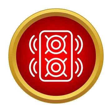 Speaker icon emitting sound waves in circle Stock Illustration