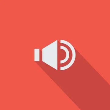 Speaker icon , Flat design style, vector illustration. long shadow icon. Stock Illustration