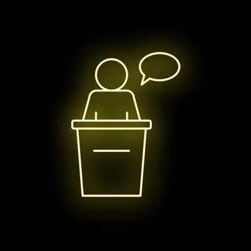 Speaker icon giving a neon presentation speech Stock Illustration