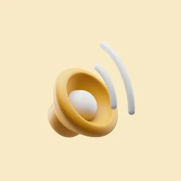 Speaker icon with max volume simple 3d render illustration on pastel backgrou Illustrazione stock