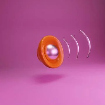 Speaker icon with max volume simple 3d render illustration on pastel background Stock Illustration