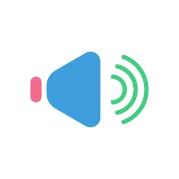 Speaker on icon, modern flat design color sign vector Stock Illustration