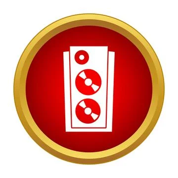 Speaker icon in red circle gold frame Stock Illustration