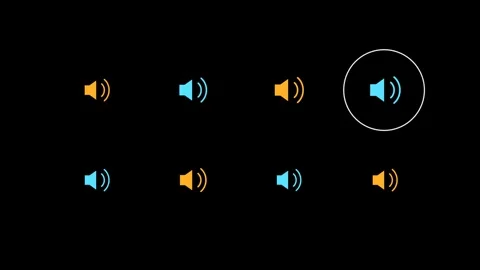 Speaker icons pulsing on black background overlay 4K Видео 337062482
