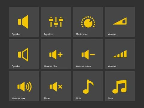 Speaker icons. Volume control Stock Illustration