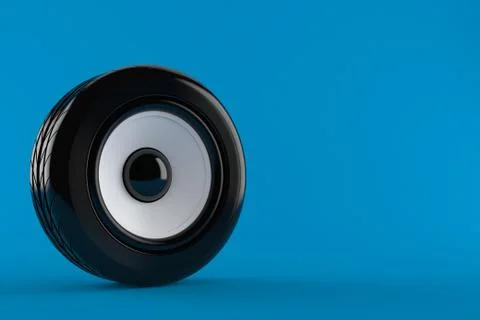 Speaker inside car wheel Illustrazione stock