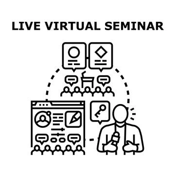 Speaker interacting with online audience in virtual event Stock Illustration