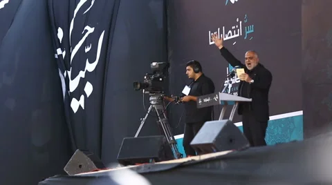 Speaker introduces Nasrallah speech during ceremony Video stock 63504377