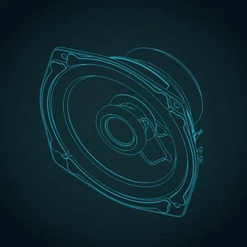 Speaker isometric blueprint Stock Illustration