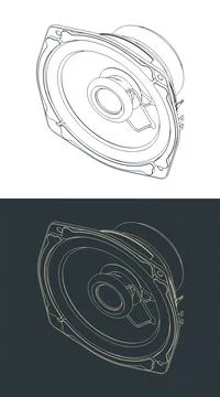 Speaker isometric drawings Stock Illustration