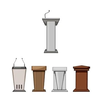 Speaker lectern rostrum podium set presenting public speaking Stock Illustration