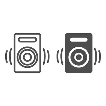 Speaker line and solid icon, Media concept, audio speaker sign on white イラスト素材