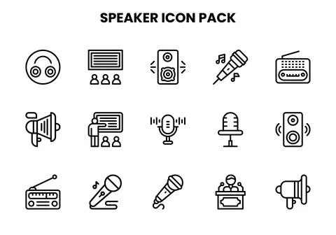 Speaker Line Collection Icons Pack Stock Illustration