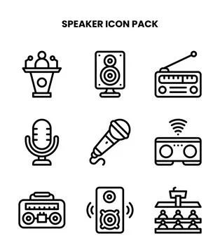 Speaker Line Design Icons Pack Illustrazione stock