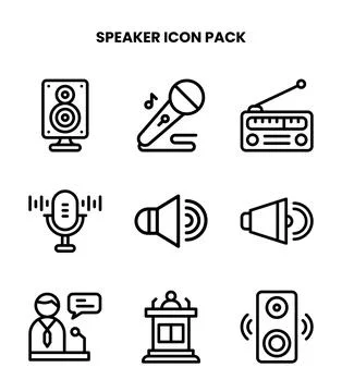 Speaker Line Graphics Icons Pack Stock Illustration