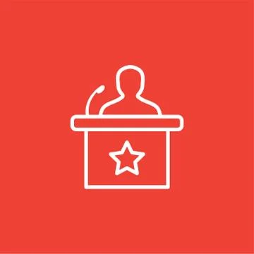 Speaker Line Icon On Red Background. Red Flat Style Vector Illustration Stock Illustration