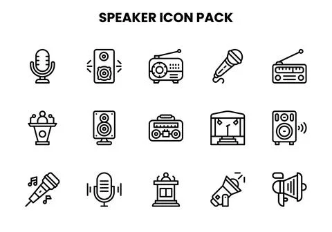 Speaker Line UI Icons Pack Stock Illustration