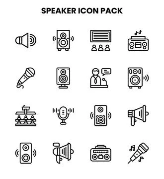 Speaker Line Vector Icons Pack Stock Illustration