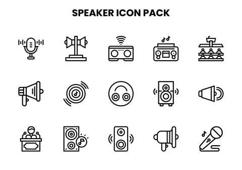 Speaker Line Vector Icons Pack Stock Illustration