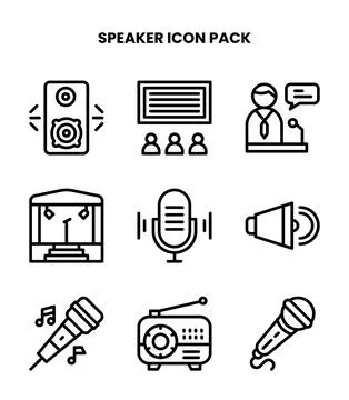 Speaker Line Vector Icons Pack Stock Illustration