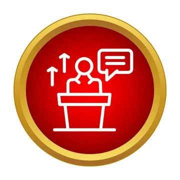 Speaker making presentation on podium showing growth Stock Illustration