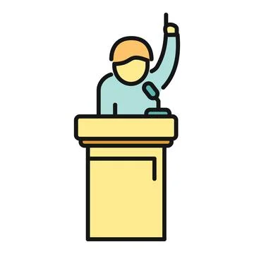 Speaker making speech at podium with microphone Stock Illustration
