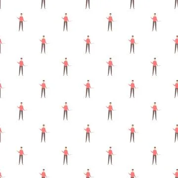 Speaker man explaining presenter character seamless pattern Stock Illustration