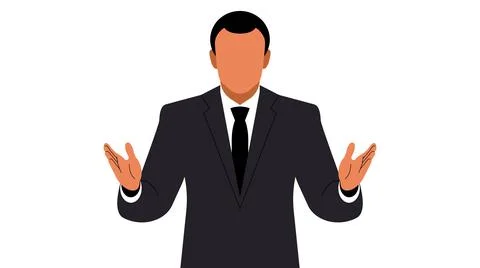 Speaker. A man in a suit makes a speech. Businessman or politician in orator Stock Illustration