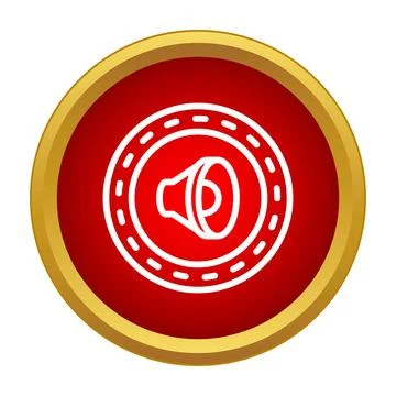 Speaker megaphone icon notifying important announcement on red button Stockillustratie